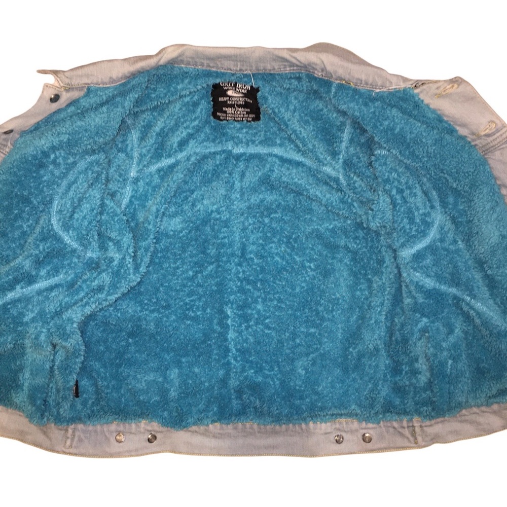 Y2K / 1990s Jean Jacket Vintage Denim Sherpa Lined Grit Iron Workwear 1929 Large - Picture 3 of 16